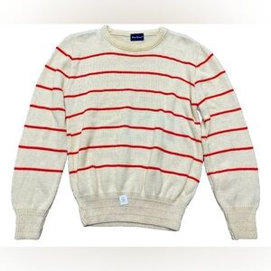 Par Four Sweater Vintage 90’s Deadstock Cream Red Stripes 100% Cotton Golf EUC